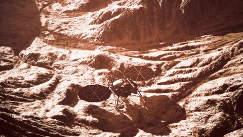 Insight Mars exploring the surface of red planet. Elements furnished by NASA. Stock Footage 217482159