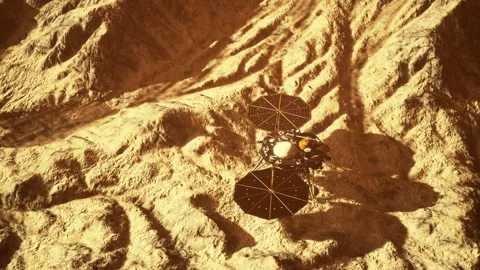 Insight Mars exploring the surface of red planet. Elements furnished by NASA. Stock Footage 218370071