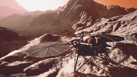 Insight Mars exploring the surface of red planet. Elements furnished by NASA. Stock Footage 221170676
