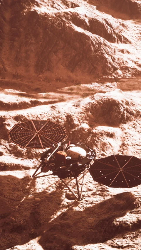 Insight Mars exploring the surface of red planet. Elements furnished by NASA. Stock Footage 306289754