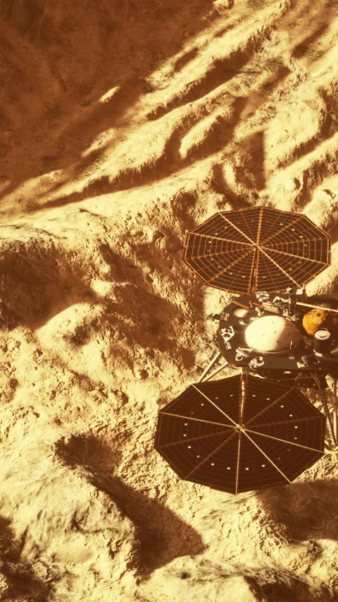 Insight Mars exploring the surface of red planet. Elements furnished by NASA. Stock Footage 306306561