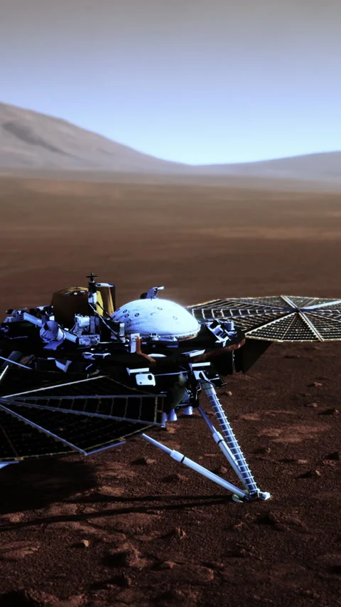 Insight Mars exploring the surface of red planet. Elements furnished by NASA. Stock Footage 309626657