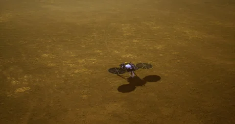 InSight Mars lander exploring the surface of the red planet Stock Footage 306153927