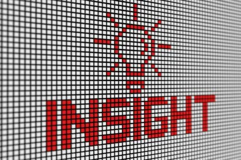 INSIGHT text scoreboard blurred background 3d illustration Stock Illustration