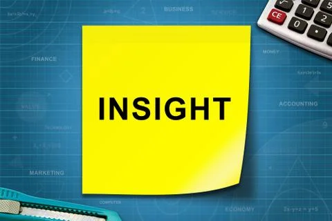 Insight word on yellow note Foto stock