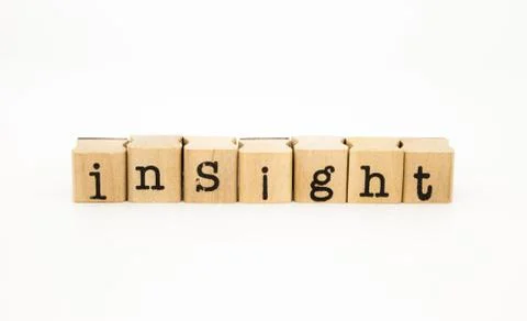 Insight wording, intelligence and knowledge concept Stock Photos