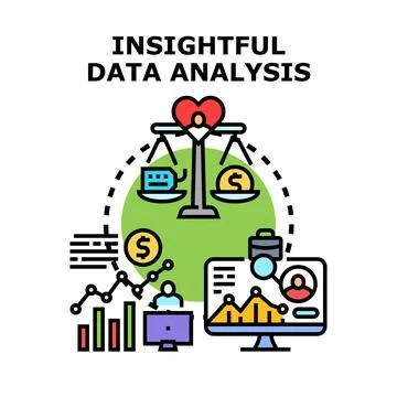 Insightful data analysis concept with business intelligence activities Stock Illustration
