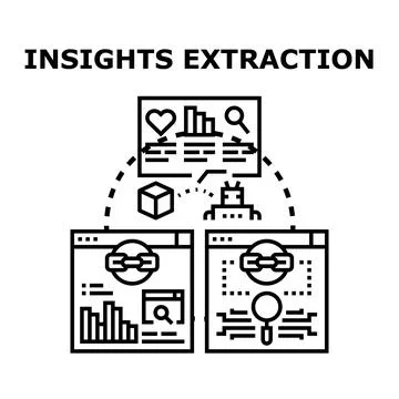 Insights extraction process for analytics and data mining Stock Illustration