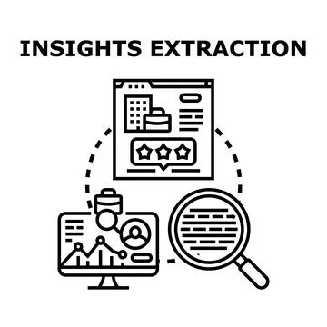 Insights extraction process analyzing business data and information イラスト素材