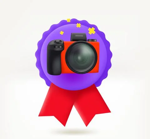 Insignia modern digital camera. 3d vector icon Illustrazione stock