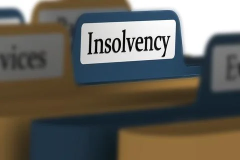 Insolvency word on file folder tab Illustrazione stock
