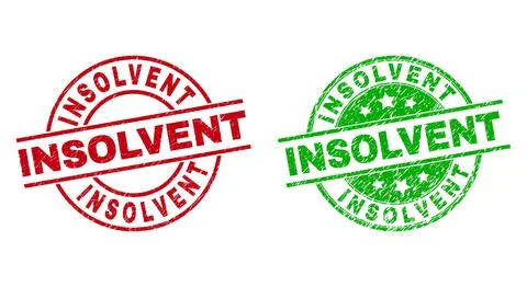 INSOLVENT Round Badges with Grunged Surface Stock Illustration