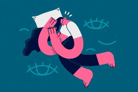 Insomnia and having problems with sleep concept Stock Illustration