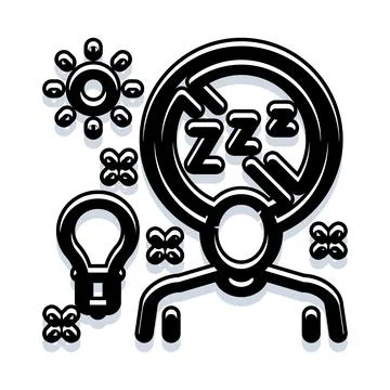 Insomnia and restless mind preventing good sleep Stock Illustration