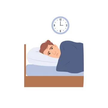 Insomnia flat isolated icon. Sleepless man person. Stock Illustration