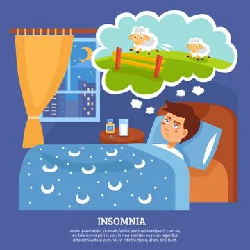 Insomnia People Problems Flat Poster Stockillustratie
