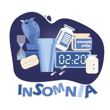 Insomnia. problem of sleeping. sleeping pills Stock Illustration
