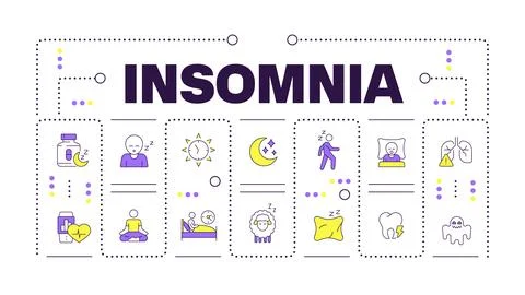 Insomnia word concept isolated on white Stock Illustration