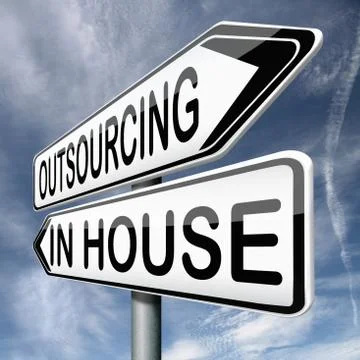 Insourcing or outsourcing Illustrazione stock