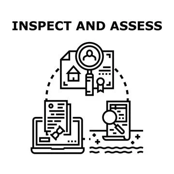 Inspecting and assessing documents for evaluation concept 스톡 일러스트