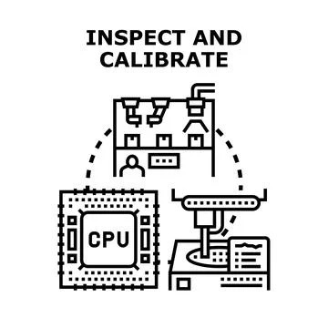 Inspecting and calibrating processor while producing microchips Ilustración de archivo