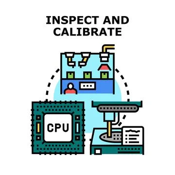 Inspecting and calibrating processor while producing microchips Ilustración de archivo