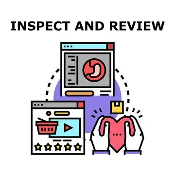 Inspecting and reviewing process concept for quality control Stock Illustration