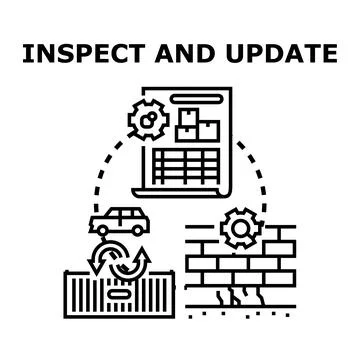 Inspecting and updating process flat vector illustration Stockillustratie