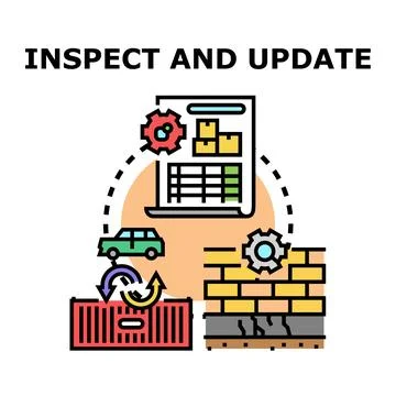Inspecting and updating process flat vector illustration Stock Illustration