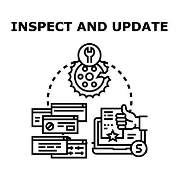 Inspecting and updating software system administration concept Stock-Illustration