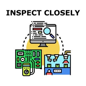Inspecting closely and analyzing data quality control system イラスト素材
