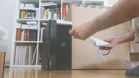 Inspecting conformity of new PC computer dell Stock Footage 90692925