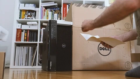 Inspecting conformity of new PC computer dell Stock Footage 90692937