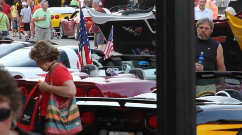 Inspecting Corvettes at a Corvette Rally Stock-Footage 40314583
