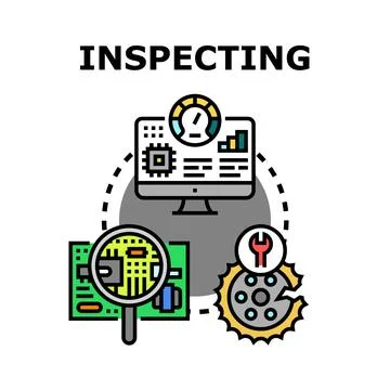 Inspecting data analysis process and quality control Stock Illustration
