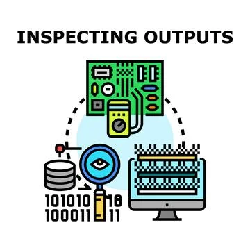 Inspecting digital data processing and program outputs Stock Illustration