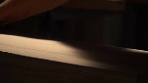 Inspecting the Edge of Sanded Wood Vídeos de archivo 293540148