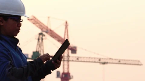 Inspecting Engineer in Construction Site  Stock Footage 124848980