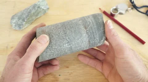 Inspecting Mining Drill Core Stock Footage 10703262