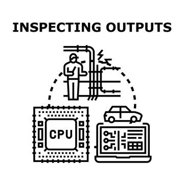 Inspecting outputs concept showing engineering and diagnostics Stock Illustration