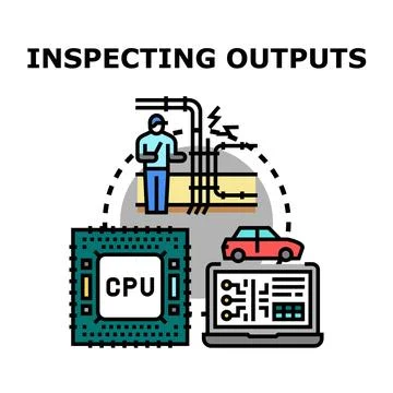 Inspecting outputs concept showing engineering and diagnostics Stock Illustration