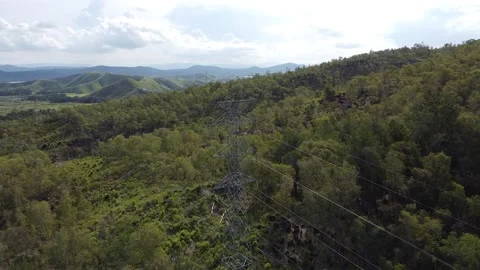 Inspecting a Power Line Tower Stock Footage 169131853