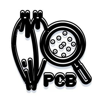 Inspecting printed circuit board with magnifying glass icon Stock Illustration