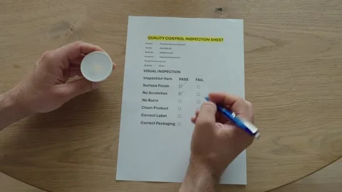 Inspecting Product with Quality Control Checklist Stock Footage 342344763