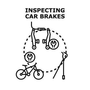 Inspecting vehicle braking system during maintenance service Stock Illustration