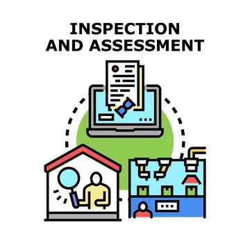 Inspection and assessment analyzing quality process vector Stock Illustration
