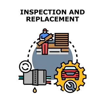 Inspection and replacement process in maintenance and repair Ilustração Stock