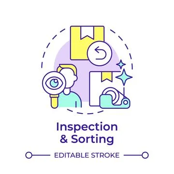 Inspection and sorting multi color concept icon Stock Illustration