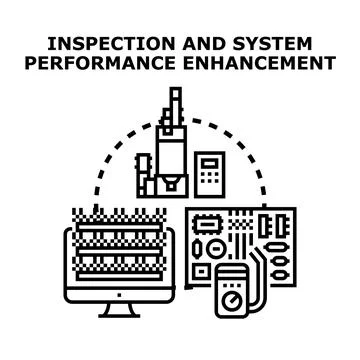Inspection and system performance enhancement concept illustration Stock Illustration