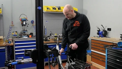 Inspection in a bicycle workshop Stock Footage 118067721